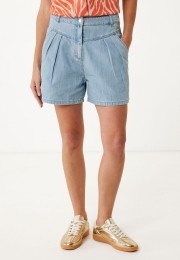 JeansShortsGeplooidMediumBlauw