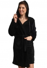 Zwartefleecebadjasmetcapuchon-kortmodel-xl