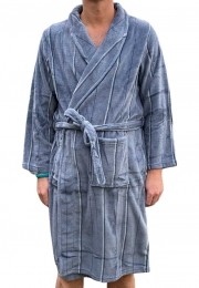 Grijzeherenbadjasmetstreepmotief-fleece-s