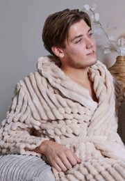 Ribcordbadjasfleece-sjaalkraag-beige-xlxxl