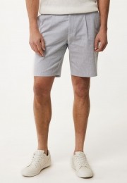 GestreeptLinnenShortsFadedBlauw