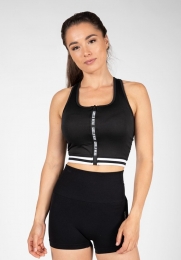 GorillaWearMesaZipFrontCropTop-Sportbeha-Zwart-XS