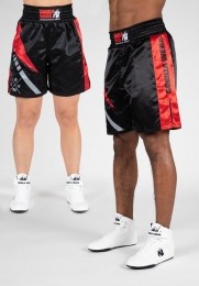 GorillaWearHornellBoxingShorts-Unisex-ZwartRood-S