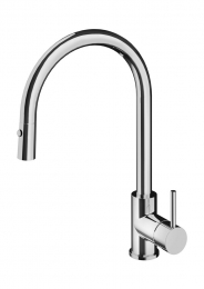 HotbathFellowkeukenkraanmetflexibeleuittrekbarehanddoucheendraaibareuitloopzwartchroomFKM14