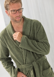 LuxeherenbadjasCaw-100katoenmetwafelstructuur-groen-60