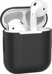Case2go-HoesjegeschiktvoorAppleAirpods-SiliconenCasevoorAirpods1enAirpods2-Zwart