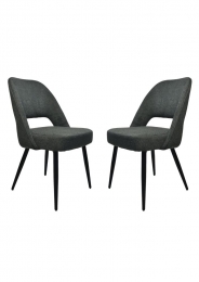 EetkamerstoelJennadonkergrijskatoengewevenlinnen2stuks