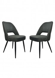 EetkamerstoelJennadonkergrijskatoengewevenlinnen2stuks