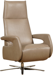 TaupelerenmodernerelaxfauteuilNote-metstervoetchroom-zithoogtemedium-GranadaleerTaupetaupeleer