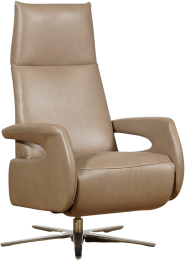 TaupelerenmodernerelaxfauteuilNote-metstervoetchroom-zithoogtemedium-GranadaleerTaupetaupeleer
