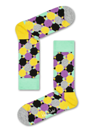 HappySocksDiamondDotSokkenPaarsGeel