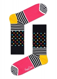HappySocksStripesDotsSokkenZwartMulti