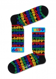 HappySocksJumboTextSokken-ZwartMulti