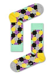 HappySocksDiamondDotSokkenPaarsGeel