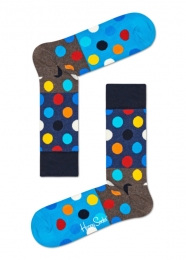 HappySocksBigDotSokkenGrijsBlauwMaat36-40