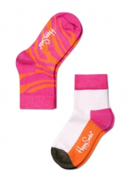 2-PackHappySocksKidsAnimalSokkenRozeOranje