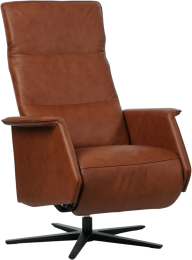 DonkercognaclerenmodernerelaxfauteuilMojo-staalzwartframemetstervoet-zithoogtelaag-MassifLeerArmagnacdonkercognacleer