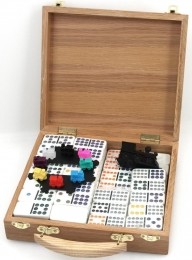 MexicanTrainDominoDubbel12-DeluxeHoutenKoffer