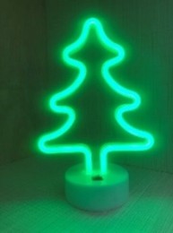 LEDNeonTafellampKerstboomOpBatterijenenUSB18x10x27cmGroen