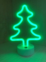 LEDNeonTafellampKerstboomOpBatterijenenUSB18x10x27cmGroen