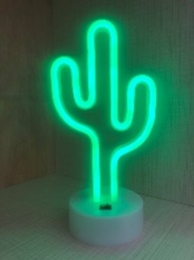 LEDNeonTafellampCactusOpBatterijenenUSB13x10x27cmGroen
