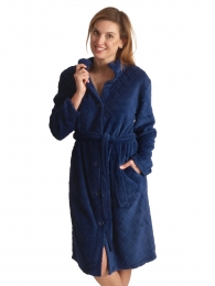 Donkerblauwedamesbadjasmetknopen-S