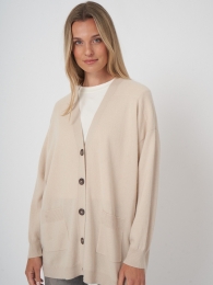 Oversizedfijngebreidkasjmiervestmetv-hals