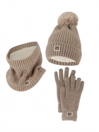 HeatkeeperDamesWinterSet-MutsHandschoenenNekwarmer-Beige