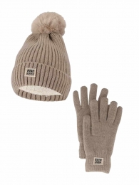 HeatkeeperDamesWinterSet-MutsHandschoenen-Beige