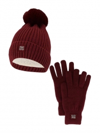 HeatkeeperDamesWinterSet-MutsHandschoenen-Burgundy
