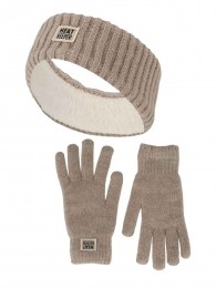 HeatkeeperDamesWinterSet-HoofbandHandschoenen-Beige