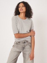 Getextureerdecashmeretruimetkortemouwenenlurex