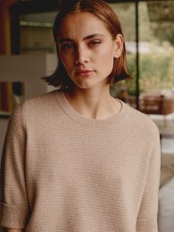 Getextureerdecashmeretruimetkortemouwenenlurex