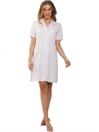 Katoenengestreeptdoorknoopnachthemd