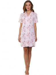 Katoenenrozedoorknoopnachthemd