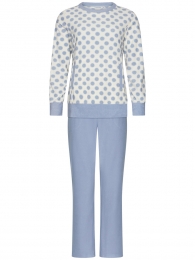 IJsblauwepolkastippenpyjamabadstof