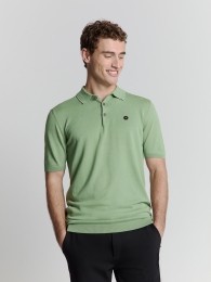 NoExcessPulloverShortSleevePoloButtonSolidGreenL
