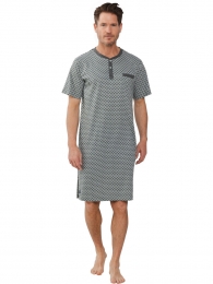 Grijs-groenkatoenenherennachthemd