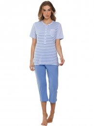 Luchtblauwestrepenpyjamakatoen