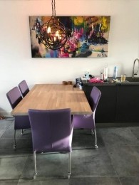 Setvan4lereneetkamerstoelen-metwieltjesenarmleuning-paarsleer-EchtleerModernontdekdeveleLeersoortenenKleurenbijShopX