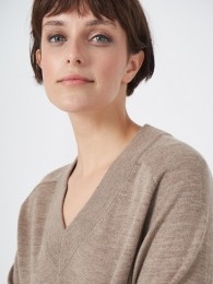 MerinowollentruimetbredegeribdeV-hals