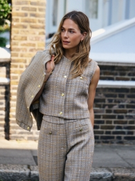 GiletSleevelessTweedTaupe