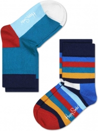 2-PackHappySocksKidsStripeSokkenBlauwMulti