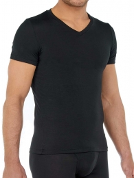 HOM-T-ShirtV-neck-TencelSoft-zwartMaatL