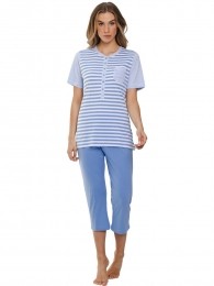 Luchtblauwestrepenpyjamakatoen