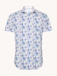 AFishNamedFredKorteMouwOverhemdKatoenLinnenPalmTreesOffWhiteXL