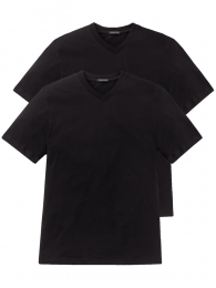 Schiesser-2pShirt-AmericanV-neck-zwartMaatS