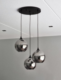 SmokeGlazenHanglamp3Bollen20cmZwart
