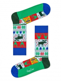 HappySocksFairIsleChristmasSokken-BlauwGroenRood