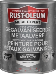Rust-OleumGegalvaniseerdeMetaalverf-RAL9005Gitzwart-250ml